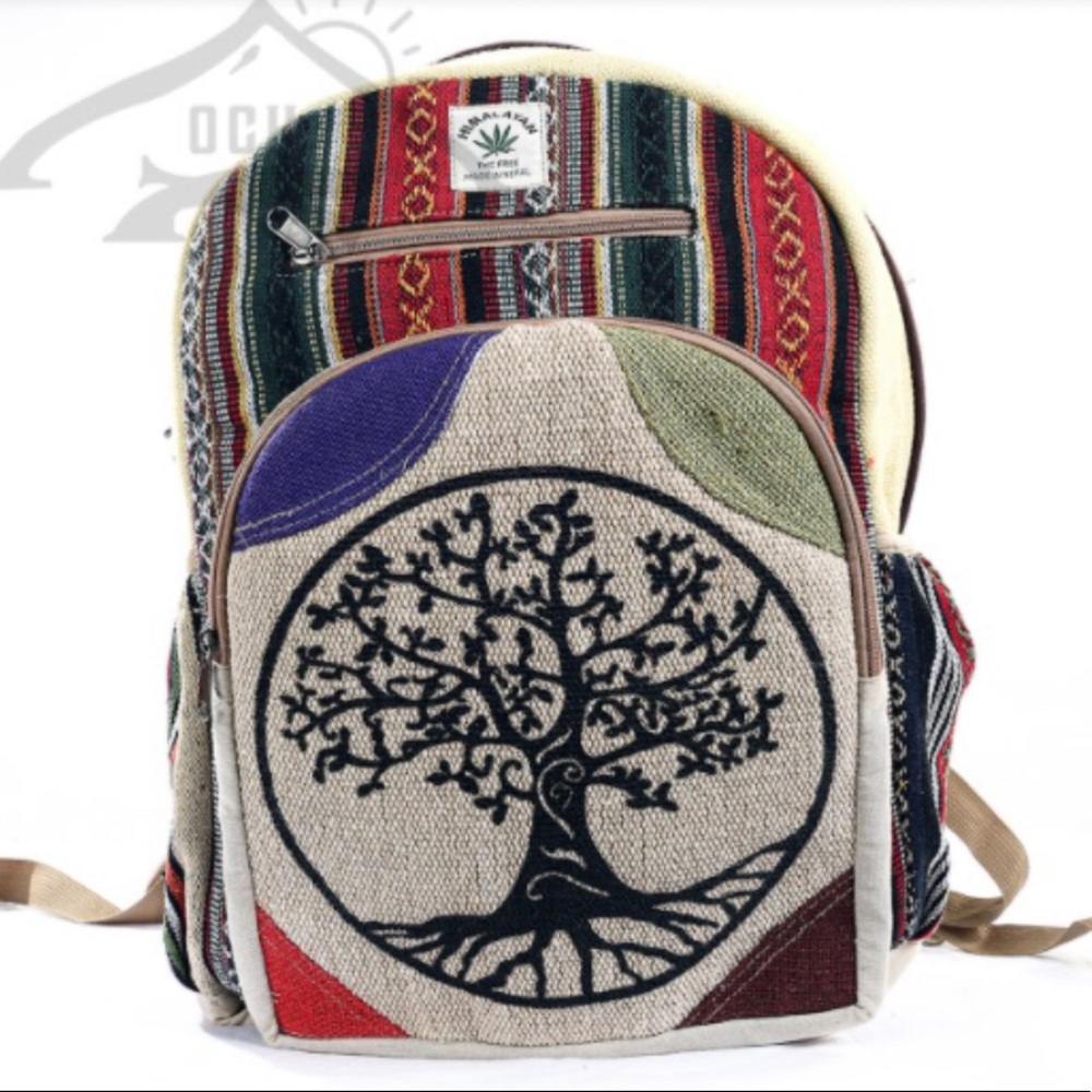 100% Handmade Multi Pocket Hemp Backpack